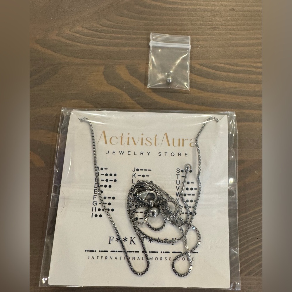 Silver Morse Code Necklace - Picture 3 of 3